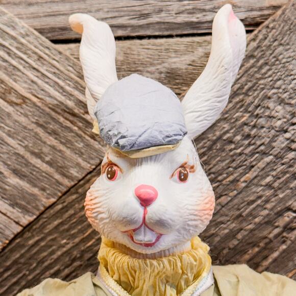 Adorably Dapper Vintage Paper Mache Mr. Easter Bunny Gentleman, 10.25" Tall - Picture 6 of 10